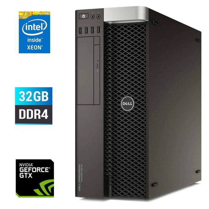 Ігровий ПК Dell Precision 5810 Tower / Intel Xeon E5-1630 v4 (4 (8) ядра по 3,7 - 4,0 ГГц) / 32 ГБ DDR4 ECC / без HDD / nVidia GeForce GTX 1050, 2 ГБ GDDR5, 128-біт / 685 Вт / DVD-RW б/в - зображення 1