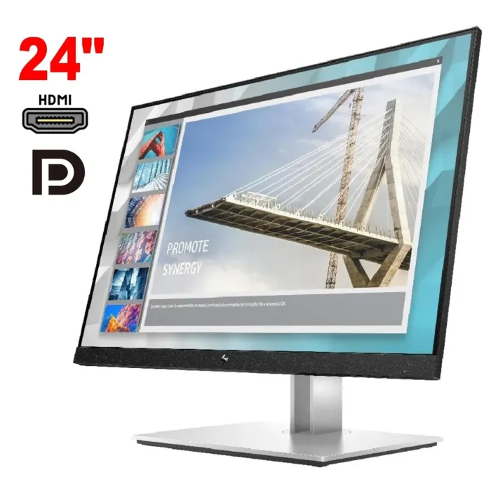 Монітор HP E24i / 24" (1920x1200) IPS / 1x HDMI, 1x DisplayPort, 1x VGA, 5x USB 3.2 / VESA 100x100 / Pivot б/в - изображение 1