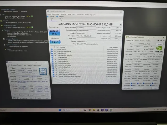 Мобільна робоча станція Lenovo ThinkPad P72 / 17.3" (1920x1080) IPS / Intel Core i7-8750H (6 (12) ядер по 2.2 - 4.1 GHz) / 16 GB DDR4 / 256 GB SSD + 256 GB SSD / nVidia Quadro P620, 4 GB GDDR5, 128-bit / WebCam / Win 11 б/в - зображення 8