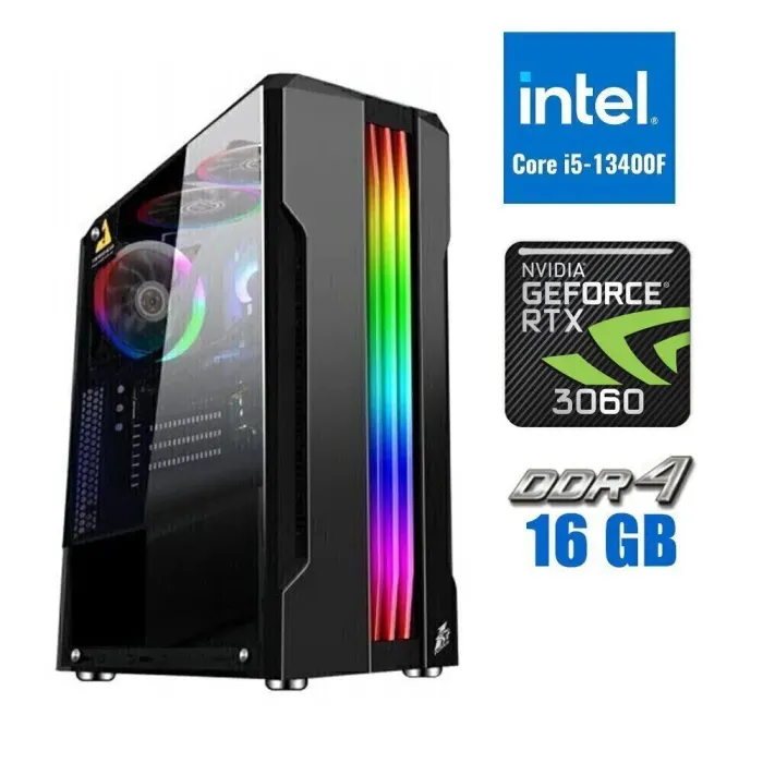 Ігровий ПК Tower / Intel Core i5-13400F (10(16) ядер по 1.8-4.6 GHz) / 16 GB DDR4 / 500 GB SSD M.2 / GeForce RTX 3060, 12 GB GDDR6, 192-bit / 700W - зображення 1