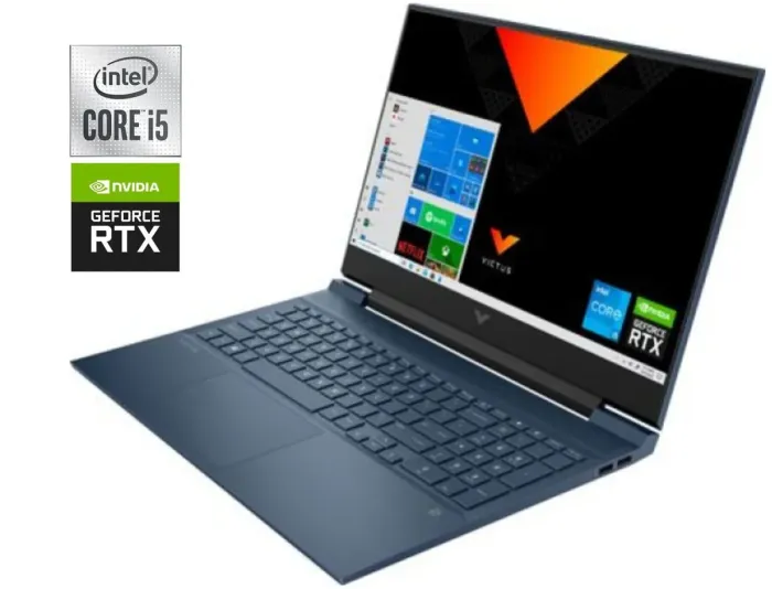 Ігровий ноутбук Б-клас HP Victus 16-d0023dx / 16.1" (1920x1080) IPS / Intel Core i5-11400H (6 (12) ядер по 2.2 - 4.5 GHz) / 8 GB DDR4 / 256 GB SSD / nVidia GeForce RTX 3050, 4 GB GDDR6, 128-bit / WebCam б/в - зображення 1