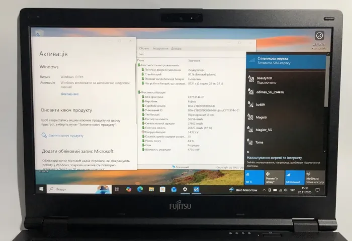 Ультрабук Б-клас Fujitsu LifeBook E548 / 14" (1920x1080) IPS / Intel Core i3-7130U (2 (4) ядра по 2.7 GHz) / 8 GB DDR4 / 256 GB SSD / Intel HD Graphics 620 / WebCam / Win 10 Pro б/в - зображення 10
