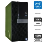 Комп'ютер Dell OptiPlex 3040 Tower / Intel Core i5-6500 (4 ядра по 3,2 - 3,6 ГГц) / 8 ГБ DDR3 / 500 ГБ HDD / Intel HD Graphics 530 / DVD-ROM / Windows 11 Pro б/в