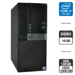 Комп'ютер Б-клас Dell OptiPlex 5040 Tower / Intel Core i5-6600 (4 ядра по 3.3 - 3.9 GHz) / 16 GB DDR3 / 120 GB SSD + 1000 GB HDD / Intel HD Graphics 530 / DVD-ROM / Windows 11 Pro б/в