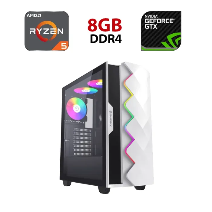 Ігровий ПК ICE White Diamond Tower / AMD Ryzen 5 5500 (6 (12) ядер по 3,6 - 4,2 ГГц) / 8 ГБ DDR4 / 480 ГБ SSD / nVidia GeForce GTX 1070 Ti, 8 ГБ GDDR5, 256-біт - зображення 1