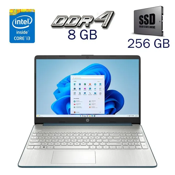 Ультрабук HP 15-dy2792wm / 15.6" (1366x768) TN / Intel Core i3-1115G4 (2 (4) ядра по 3.0 - 4.1 GHz) / 8 GB DDR4 / 256 GB SSD / Intel UHD Graphics for 11th Generation / WebCam б/в - зображення 1