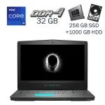 Ігровий ноутбук Dell Alienware 17 R5 / 17.3" (1920x1080) IPS / Intel Core i9-8950HK (6 (12) ядер по 2.9 - 4.8 GHz) / 32 GB DDR4 / 256 GB SSD M.2 NVMe PCIe+1000 GB HDD / nVidia GeForce GTX 1080, 8 GB GDDR5X, 256-bit / WebCam б/в
