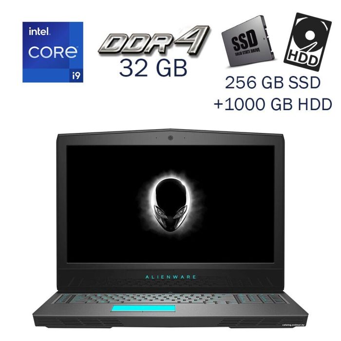 Ігровий ноутбук Dell Alienware 17 R5 / 17.3" (1920x1080) IPS / Intel Core i9-8950HK (6 (12) ядер по 2.9 - 4.8 GHz) / 32 GB DDR4 / 256 GB SSD M.2 NVMe PCIe+1000 GB HDD / nVidia GeForce GTX 1080, 8 GB GDDR5X, 256-bit / WebCam б/в - зображення 1