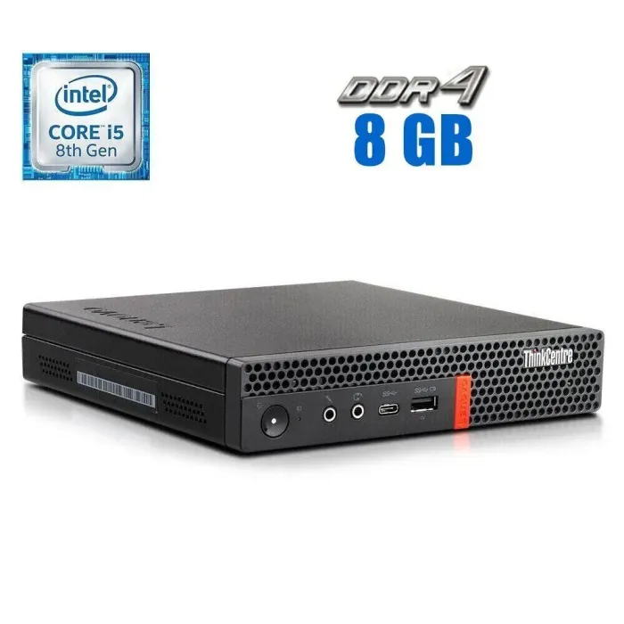Неттоп Lenovo ThinkCentre M720q Tiny USFF / Intel Core i5-8400T (6 ядер по 1.7 - 3.3 GHz) / 8 GB DDR4 / 256 GB SSD / UHD Graphics 630 б/в - зображення 1