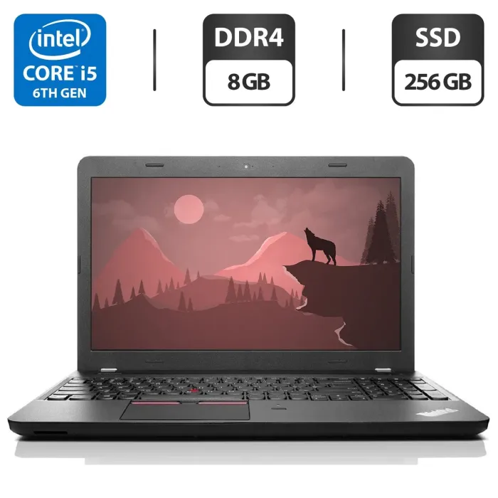 Ноутбук Lenovo ThinkPad E560 / 15.6" (1366x768) TN / Intel Core i5-6200U (2 (4) ядра по 2.3 - 2.8 GHz) / 8 GB DDR4 / 256 GB SSD / Intel HD Graphics 520 / WebCam / HDMI б/в - зображення 1