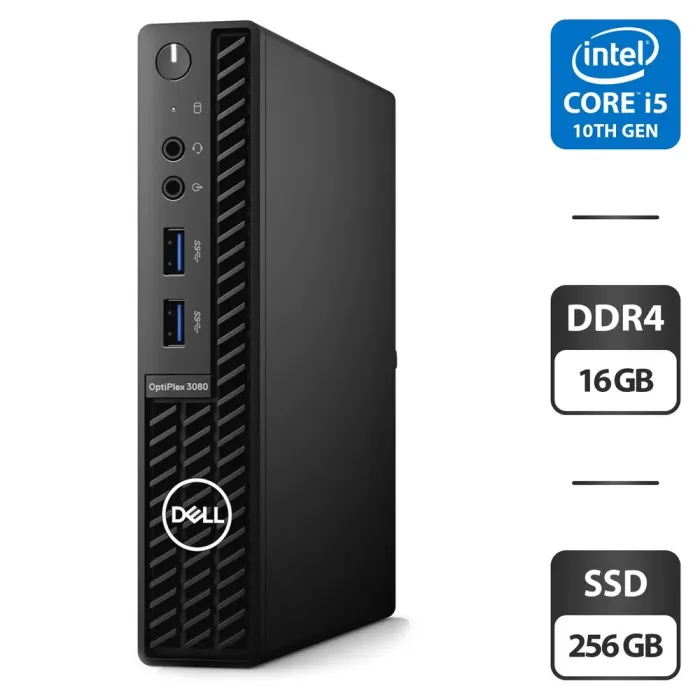 Неттоп Dell OptiPlex 3080 Micro USFF / Intel Core i5-10500T (6 (12) ядер по 2.3 - 3.8 GHz) / 16 GB DDR4 / 250 GB SSD / Intel UHD Graphics 630 б/в - зображення 1