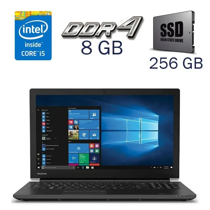 Ноутбук Б-клас Toshiba Dynabook TECRA A50-F / 15.6" (1920x1080) IPS / Intel Core i5-8250U (4 (8) ядра по 1.6 - 3.4 GHz) / 8 GB DDR4 / 256 GB SSD / Intel UHD Graphics 620 / WebCam б/в - зображення 1