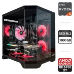 Збірка під замовлення: ігровий ПК Qube Crystal ARGB Black Tower / AMD Ryzen 5 5500 (6 (12) ядер по 3.6 - 4.2 GHz) / 32 GB DDR4 / 1000 GB SSD M.2 / AMD Radeon RX 6700 XT, 12 GB GDDR6, 192-bit / 650W / HDMI б/в