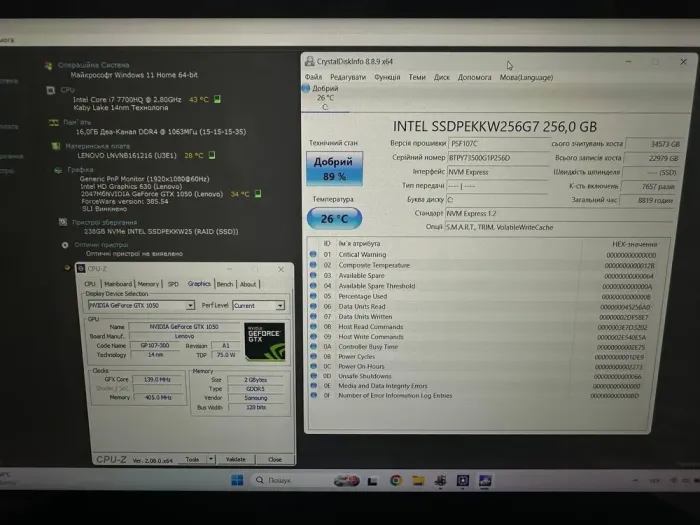 Ігровий ноутбук-трансформер Б-клас Lenovo Yoga 720-15IKB / 15.6" (1920x1080) IPS Touch / Intel Core i7-7700HQ (4 (8) ядра по 2.8 - 3.8 GHz) / 16 GB DDR4 / 256 GB SSD / nVidia GeForce GTX 1050, 2 GB GDDR5, 128-bit / WebCam / Win 10 б/в - зображення 11