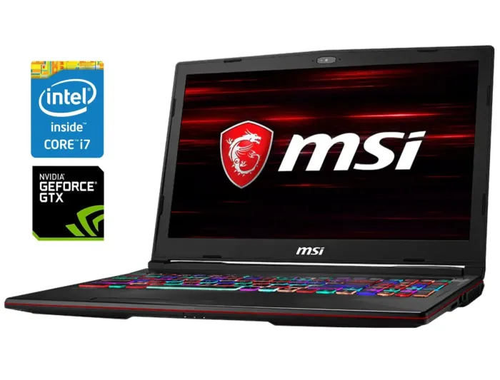 Ігровий ноутбук Б-клас MSI GL63 9SDK / 15.6" (1920x1080) IPS / Intel Core i7-9750H (6 (12) ядер по 2.6 - 4.5 GHz) / 16 GB DDR4 / 512 GB SSD / nVidia GeForce GTX 1660 Ti, 6 GB GDDR6, 192-bit / WebCam б/в - зображення 1