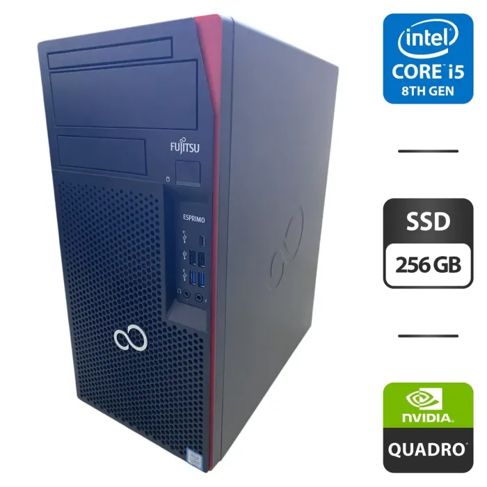 Комп'ютер Fujitsu Esprimo P758 E85 Tower / Intel Core i5-8400 (6 ядер по 2,8 - 4,0 ГГц) / 8 ГБ DDR4 / 256 ГБ SSD / nVidia Quadro K1200, 4 ГБ GDDR5, 128-біт б/в - зображення 1