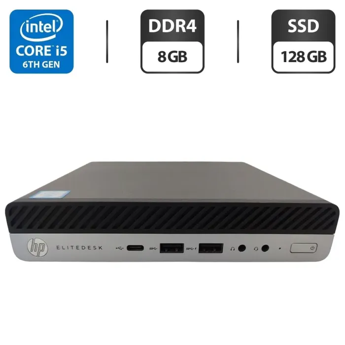 Неттоп HP EliteDesk 800 G3 USFF / Intel Core i5-6500T (4 ядра по 2.5 - 3.1 GHz) / 8 GB DDR4 / 128 GB SSD / Intel UHD Graphics 530 б/в - изображение 1