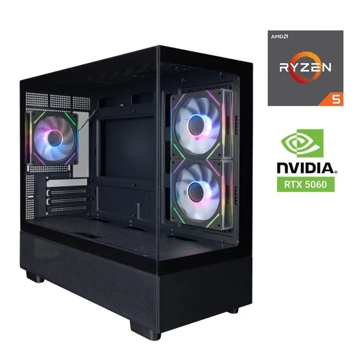 Ігровий ПК 1stPlayer Mi5 A-BK-2F7R-1F7 Black Tower / AMD Ryzen 5 8400F (6 (12) ядер по 4.2 - 4.7 GHz) / 32 GB DDR5 / 1000 GB SSD M.2 / nVidia GeForce RTX 5060, 8 GB GDDR7, 128-bit / 500W б/в - зображення 1