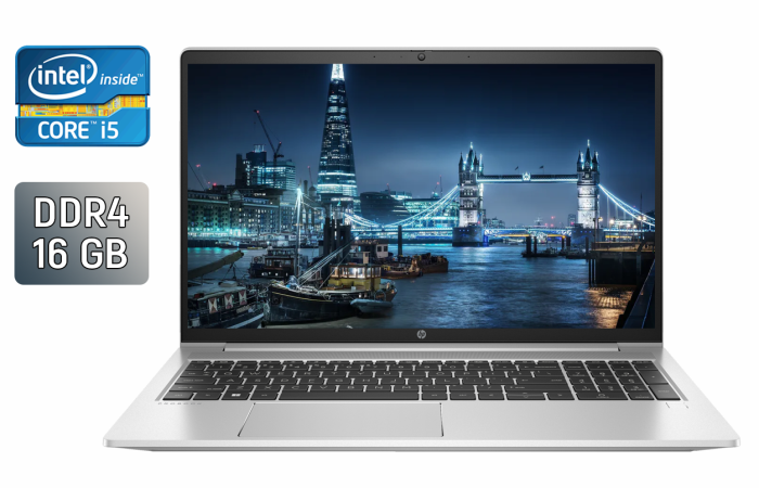 Ноутбук HP ProBook 450 G9 / 15.6" (1920x1080) IPS / Intel Core i5-1235U (10 (12) ядер по 3.3 - 4.4 GHz) / 16 GB DDR4 / 480 GB SSD / Intel Iris Xe Graphics / WebCam / TouchID / Windows 11 б/в - зображення 1