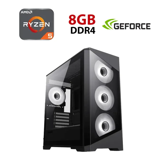 Ігровий ПК Hunter GameMax Destroyer Tower / AMD Ryzen 5 5500 (6 (12) ядер по 3,6 - 4,2 ГГц) / 8 ГБ DDR4 / 480 ГБ SSD / nVidia GeForce RTX 3050, 6 ГБ GDDR6, 96-біт - зображення 1