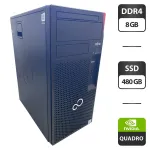 Комп'ютер Fujitsu Esprimo P758 E85 Tower / Intel Core i5-8400 (6 ядер по 2,8 - 4,0 ГГц) / 8 ГБ DDR4 / 480 ГБ SSD / nVidia Quadro M2000, 4 ГБ GDDR5, 128-біт б/в
