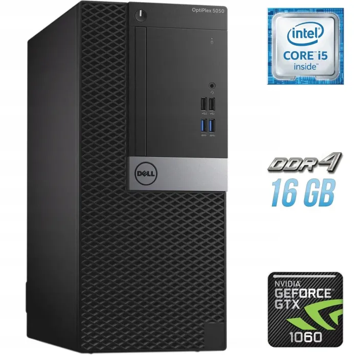 Ігровий ПК Dell OptiPlex 5050 Tower / Intel Core i5-6500 (4 ядра по 3.2 - 3.6 GHz) / 16 GB DDR4 / 500 GB SSD / nVidia GeForce GTX 1060, 6 GB GDDR5, 192-bit б/в - зображення 1