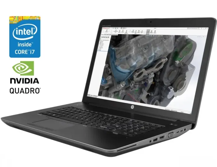 Мобільна робоча станція Б-клас HP Zbook 17 G4 / 17.3" (1920x1080) IPS / Intel Core i7-7820HQ (4 (8) ядра по 2.9 - 3.9 GHz) / 16 GB DDR4 / 480 GB SSD / nVidia Quadro P3000, 6 GB GDDR5, 192-bit / WebCam / Win 10 Pro б/в - зображення 1