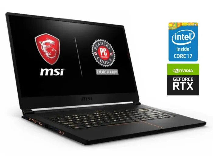 Ігровий ноутбук Б-клас MSI GS65 Stealth 9SF / 15.6" (1920x1080) IPS / Intel Core i7-9750H (6 (12) ядер по 2.6 - 4.5 GHz) / 16 GB DDR4 / 512 GB SSD NVMe / nVidia GeForce RTX 2070 Max-Q, 8 GB GDDR6, 256-bit / WebCam б/в - зображення 1