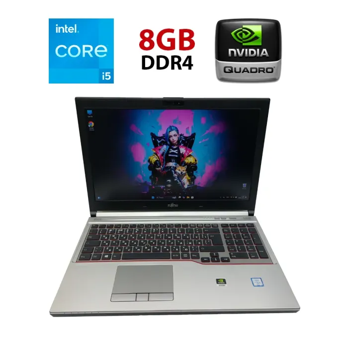 Мобільна робоча станція Fujitsu Celsius H760 / 15.6" (1920x1080) IPS / Intel Core i5-6440HQ (4 ядра по 2.6 - 3.5 GHz) / 32 GB DDR4 / 512 GB SSD / nVidia Quadro M600M, 2 GB GDDR5, 128-bit / WebCam / Win 11 Pro б/в - зображення 1