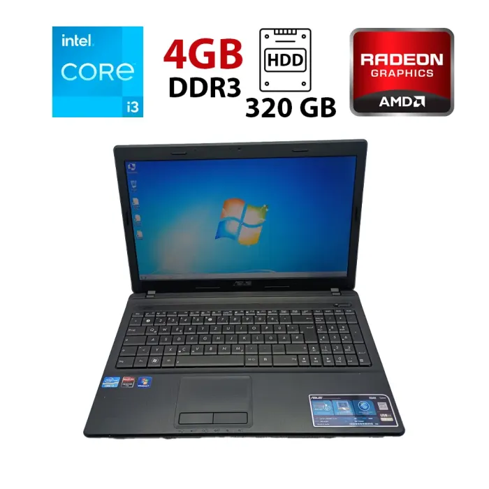 Ноутбук Asus K54 / 15.6" (1366x768) TN / Intel Core i3-2330M (2 (4) ядра по 2.2 GHz) / 4 GB DDR3 / 320 GB HDD / AMD Radeon HD 6470M, 1 GB DDR3, 64-bit / WebCam б/в - зображення 1