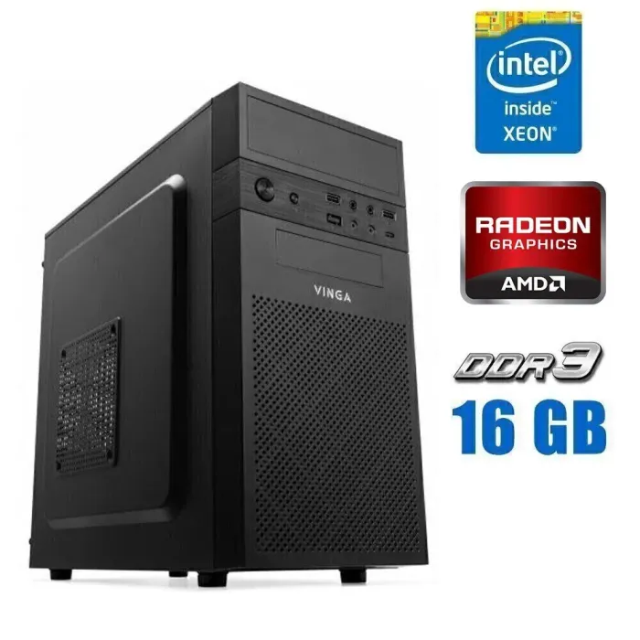 Ігровий ПК Vinga CS112B Tower NEW / Intel Xeon E3-1240 v3 (4 (8) ядра по 3.4 - 3.8 GHz) (аналог i7-4770) / 16 GB DDR3 / 256 GB SSD / AMD Radeon R9 350, 2 GB GDDR5, 128-bit б/в - зображення 1