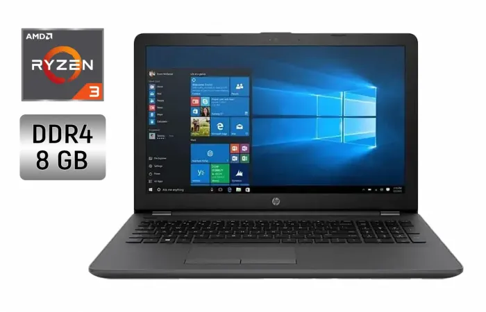 Ноутбук HP 255 G7 / 15.6" (1920x1080) IPS / AMD Ryzen 3 2200U (2 (4) ядра по 2.5 - 3.4 GHz) / 8 GB DDR4 / 256 GB SSD / AMD Radeon Vega 6 Graphics / WebCam / Windows 10 б/в - зображення 1