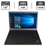 Ноутбук Б-клас Lenovo ThinkPad T440s / 14" (1600x900) TN / Intel Core i5-4300U (2 (4) ядра по 1.9 - 2.9 GHz) / 8 GB DDR3 / 128 GB SSD / Intel HD Graphics 4400 / WebCam б/в
