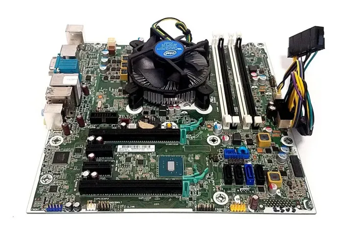 Комплект: Материнська плата HP Z240 SFF/Socket LGA1151 + Intel Xeon E3-1225 v5 (4 ядра по 3.3 - 3.7 GHz) (аналог i5-6500) + кулер Intel E97379-003 + перехідник для БП-МП б/в - зображення 2