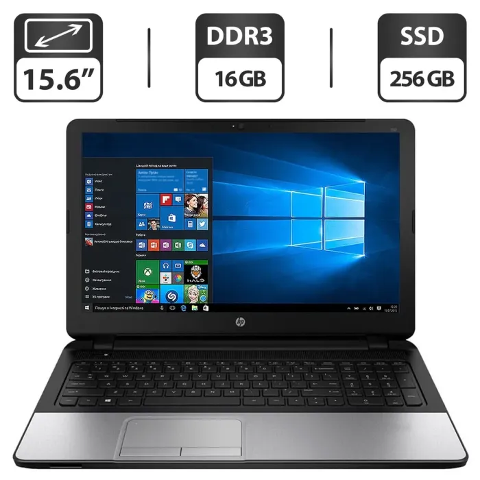 Ноутбук HP 350 G2 / 15.6" (1366x768) TN / Intel Core i3-5010U (2 (4) ядра по 2.1 GHz) / 16 GB DDR3 / 256 GB SSD / Intel HD Graphics 5500 / WebCam / DVD-ROM б/в - зображення 1