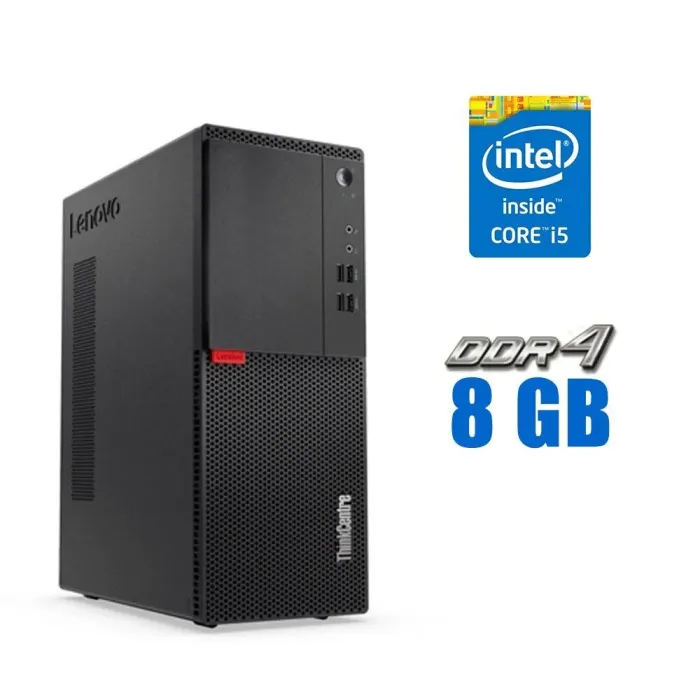Комп'ютер Lenovo ThinkCentre M710t Tower / Intel Core i5-7400 (4 ядра по 3.0 - 3.5 GHz) / 8 GB DDR4 / 240 GB SSD / Intel HD Graphics 630 б/в - зображення 1