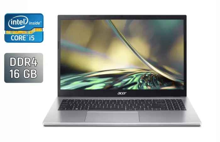 Ноутбук Acer Aspire 3 A315-59 / 15.6" (1920x1080) IPS / Intel Core i5-1235U (10 (12) ядер по 3.3 - 4.4 GHz) / 16 GB DDR4 / 256 GB SSD / Intel Iris Xe Graphics / WebCam / HDMI б/в - зображення 1