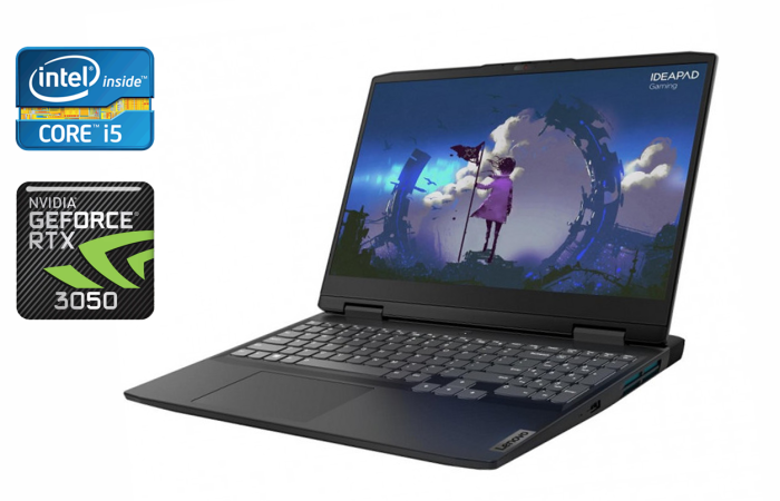 Ігровий ноутбук Б-клас Lenovo IdeaPad Gaming 3 15IAH7 / 15.6" (1920x1080) IPS / Intel Core i5-12450H (8 (12) ядер по 3.3 - 4.4 GHz) / 16 GB DDR4 / 512 GB SSD / nVidia GeForce RTX 3050, 4 GB GDDR6, 128-bit / WebCam / Windows 11 б/в - зображення 1
