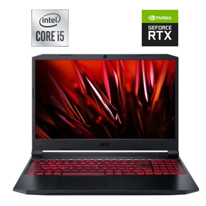 Ігровий ноутбук Б-класу Acer Nitro 5 AN515-55-53E5 / 15.6" (1920x1080) IPS / Intel Core i5-10300H (4 (8) ядра по 2,5 - 4,5 ГГц) / 16 ГБ DDR4 / 512 ГБ SSD / nVidia GeForce RTX 3050, 4 ГБ GDDR6, 128-bit / WebCam / Win 10 Home б/в - изображение 1