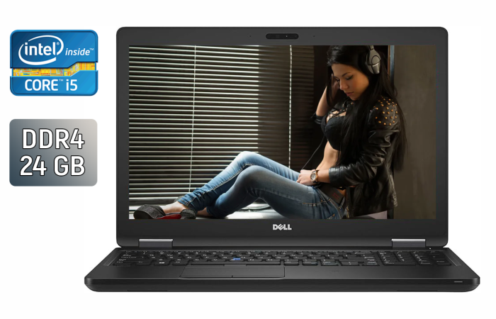 Ноутбук Dell Latitude 5580 / 15.6" (1920x1080) IPS / Intel Core i5-6300U (2 (4) ядра по 2.4 - 3.0 GHz) / 24 GB DDR4 / 512 GB SSD / Intel HD Graphics 520 / WebCam / Windows 10 б/в - зображення 1