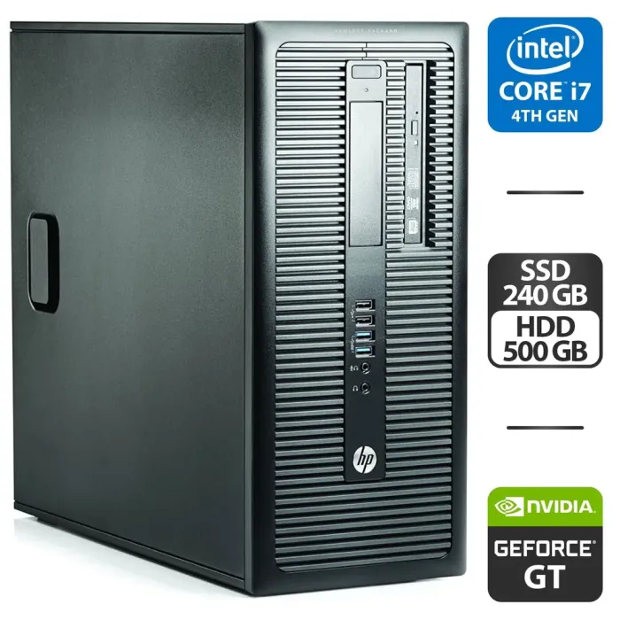 Комп'ютер HP ProDesk 600 G1 Tower / Intel Core i7-4770 (4 (8) ядра по 3.4 - 3.9 GHz) / 16 GB DDR3 / 240 GB SSD + 500 GB HDD / nVidia GeForce GT 730, 2 GB GDDR3, 64-bit б/в - зображення 1