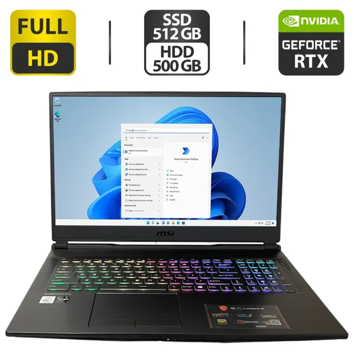 Ігровий ноутбук MSI GL75 Leopard 10SFK-029US / 17.3" (1920x1080) IPS / Intel Core i7-10750H (6 (12) ядер по 2,6 - 5,0 ГГц) / 16 ГБ DDR4 / 512 ГБ SSD M.2 + 500 ГБ HDD / nVidia GeForce RTX 2070, 8 ГБ GDDR6, 256-біт / WebCam б/в - зображення 1