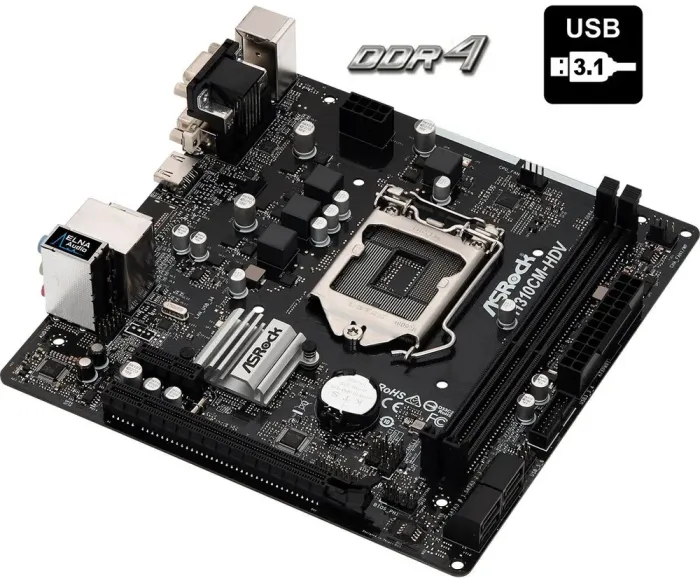Материнська плата ASRock H310CM-HDV / Роз'єм LGA1151 / USB 3.1 - зображення 1