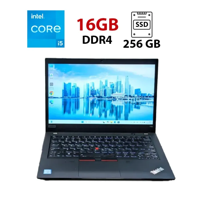 Ультрабук Lenovo ThinkPad T490 / 14" (1920x1080) IPS / Intel Core i5-8365U (4 (8) ядра по 1.6 - 4.1 GHz) / 16 GB DDR4 / 256 GB SSD / Intel UHD Graphics 630 / WebCam / Win 10 Pro б/в - зображення 1