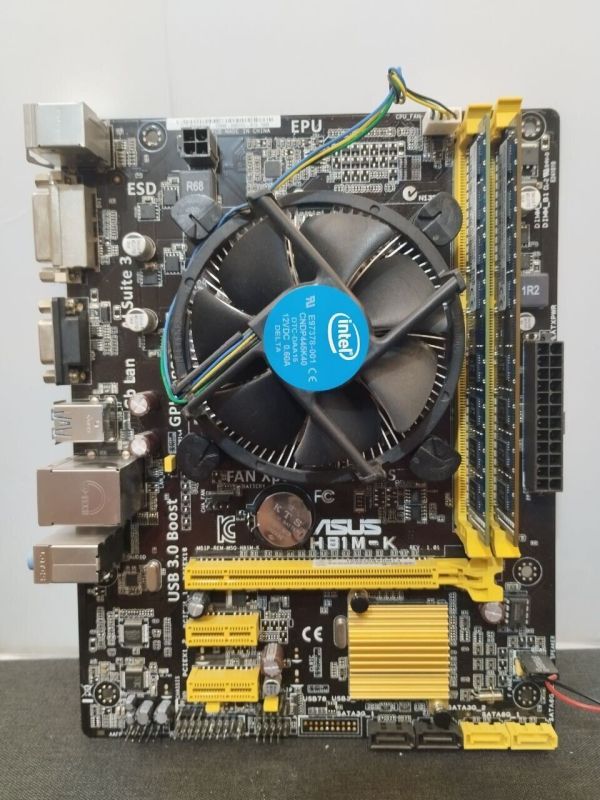 Комплект: Материнська плата Asus H81M-K / LGA1150 / Intel Core i5-4460 (4 ядра по 3.2 - 3.4 GHz) / 16 GB DDR3 + Кулер б/в - зображення 2