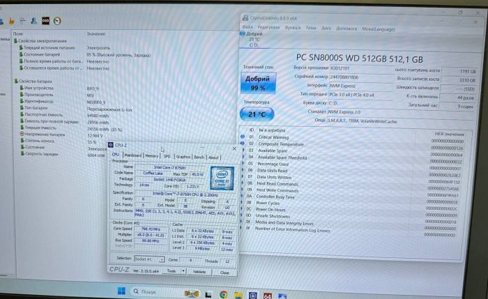 Ігровий ноутбук Б-класу MSI GS63 Stealth 8RE / 15.6" (1920x1080) IPS / Intel Core i7-8750H (6 (12) ядер по 2.2 - 4.1 GHz) / 16 GB DDR4 / 512 GB SSD / nVidia GeForce GTX 1060, 6 GB GDDR5, 192-bit / WebCam / Win 11 Pro б/в - изображение 12
