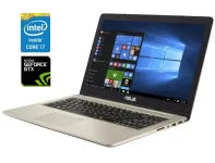 Ігровий ультрабук Б-клас Asus VivoBook Pro 15 N580VD / 15.6" (3840x2160) IPS Touch / Intel Core i7-7700HQ (4 (8) ядра по 2.8 - 3.8 GHz) / 16 GB DDR4 / 256 GB SSD NVMe / nVidia GeForce GTX 1050, 4 GB GDDR5, 128-bit / WebCam б/в