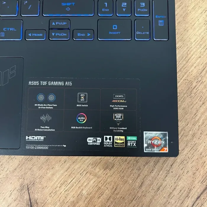 Ігровий ноутбук Asus TUF Gaming A15 FA507RM / 15.6" (1920x1080) IPS / AMD Ryzen 7 6800H (8 (16) ядер по 3.2 - 4.7 GHz) / 16 GB DDR4 / 512 GB SSD NVMe / nVidia GeForce RTX 3060, 6 GB GDDR6, 192-bit / WebCam б/в - зображення 8