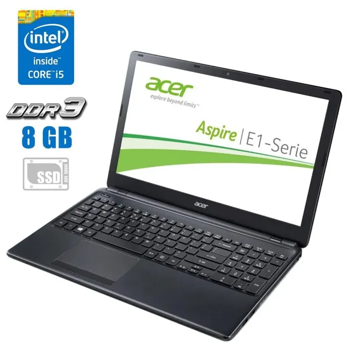 Ноутбук Б-класс Acer Aspire E1-572G / 15.6" TN / Core i3-4010U (2(4) ядра по 1.7GHz) / 8GB DDR3 / 240GB SSD / Radeon HD 8670M, 1GB DDR3/ WebCam б/в - зображення 1