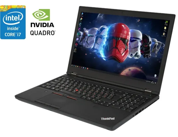 Робоча станція Lenovo ThinkPad P50 / 15.6" IPS /Core i7-6820HQ (4(8) ядра по 2.7-3.6GHz) / 16GB DDR4 / 256GB SSD / Quadro M1000M, 2GB/ WebCam /Win 10 Pro б/у - зображення 1